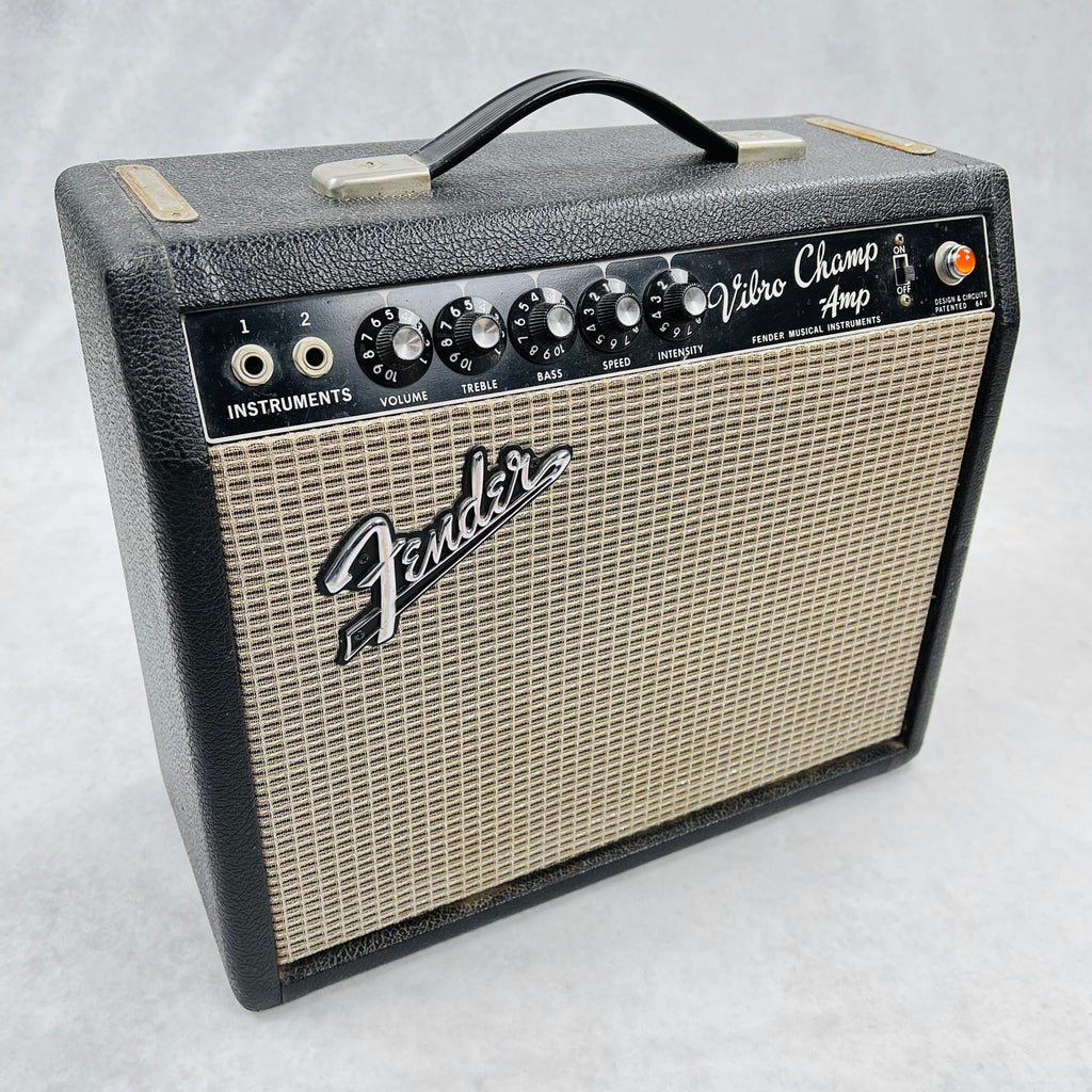 1965 Fender Vibro Champ Amp 1x8" Vintage Guitar Combo Amplifier Black - 16