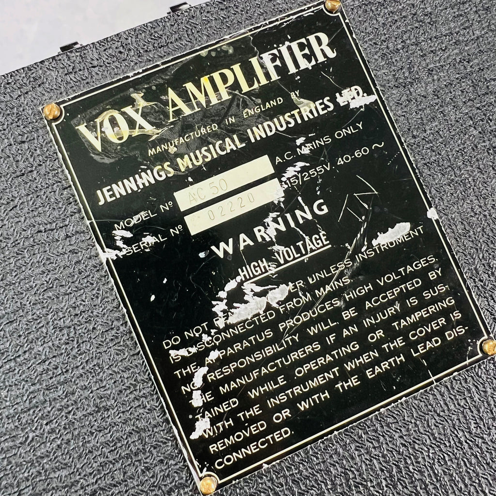 Vox AC50 Vintage Tube Amplifier Head 1965 - Black - 14