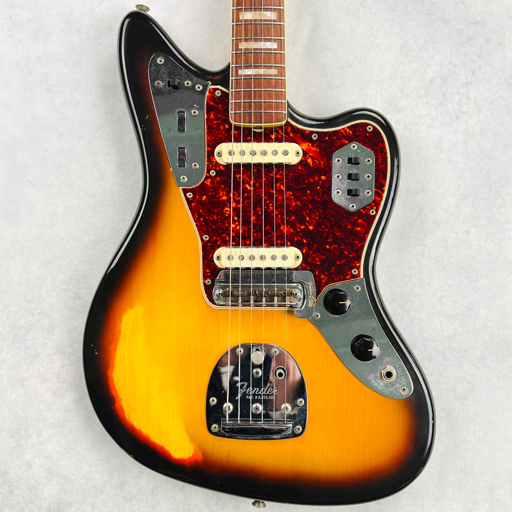 1966 Fender Jaguar Vintage Electric Guitar 3-Tone Sunburst - 1