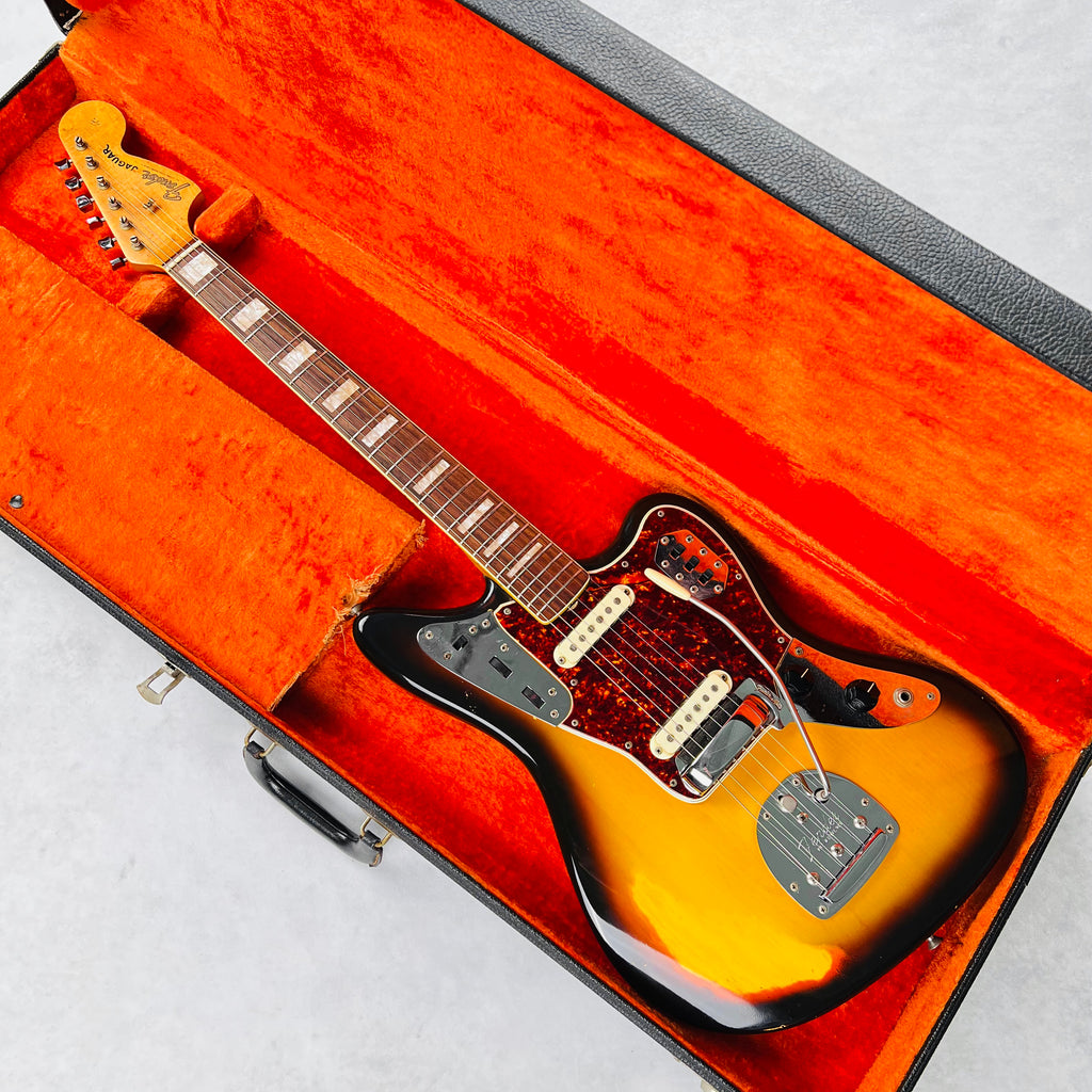 1966 Fender Jaguar Vintage Electric Guitar 3-Tone Sunburst - 20