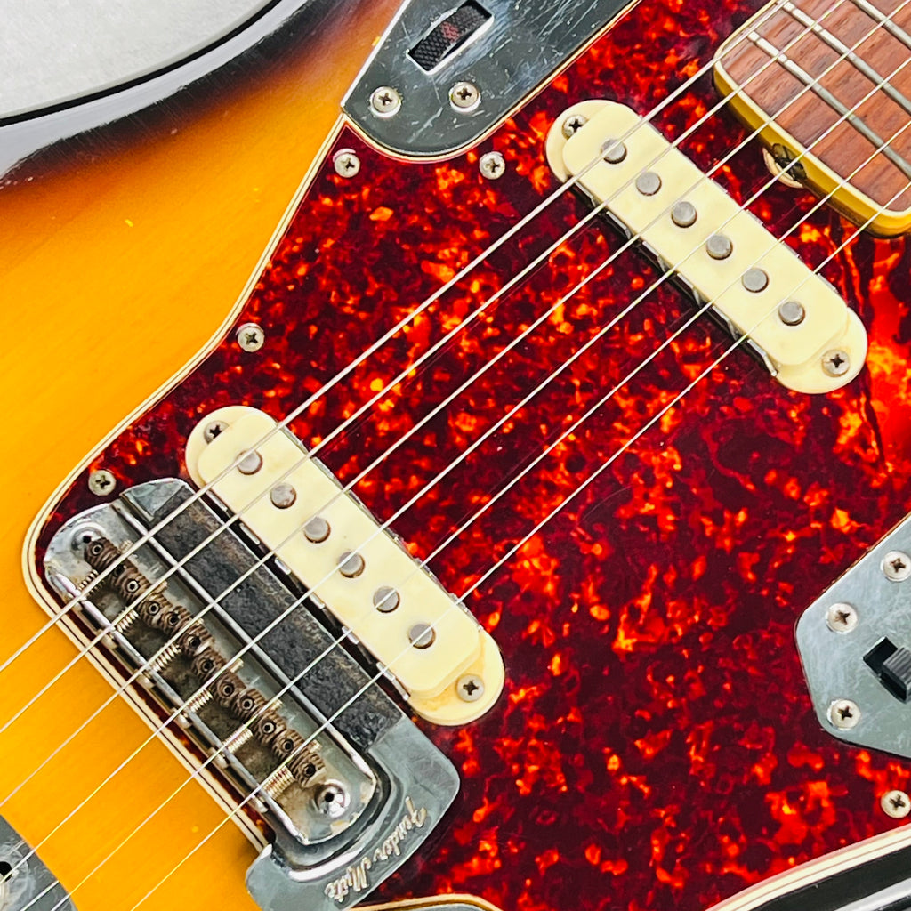 1966 Fender Jaguar Vintage Electric Guitar 3-Tone Sunburst - 8