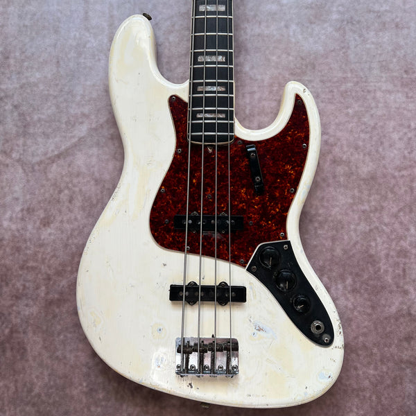 1966 Fender Jazz Bass Olympic White Vintage Electric Bass Guitar - 1