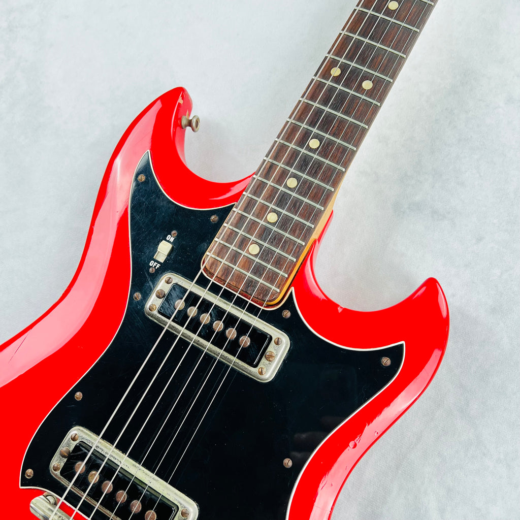 1966 Hagstrom II F-200 Vintage Electric Guitar - Red - 3