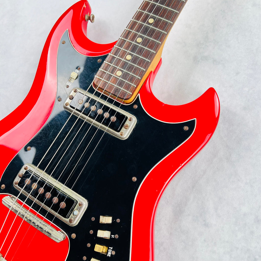 1966 Hagstrom II F-200 Vintage Electric Guitar - Red - 6
