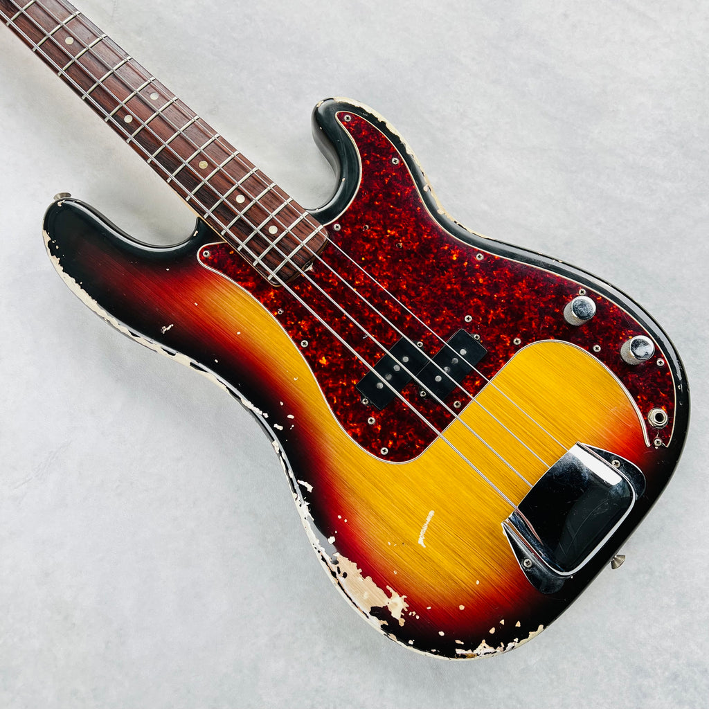 1970 Fender Precision Bass P-Bass Rosewood Fretboard Vintage Bass Guitar - Sunburst - 10