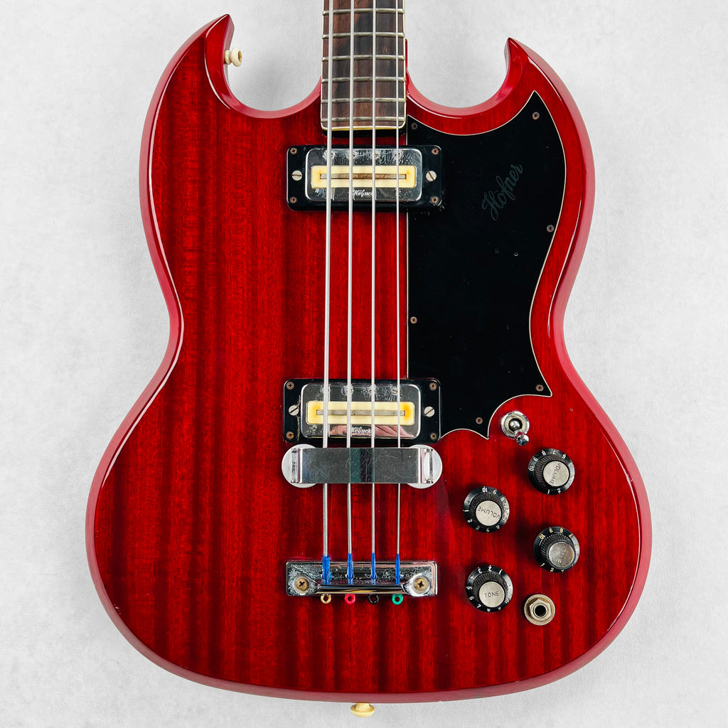1970s Hofner Model 187 4-String Vintage Electric Bass Guitar - Cherry - 1