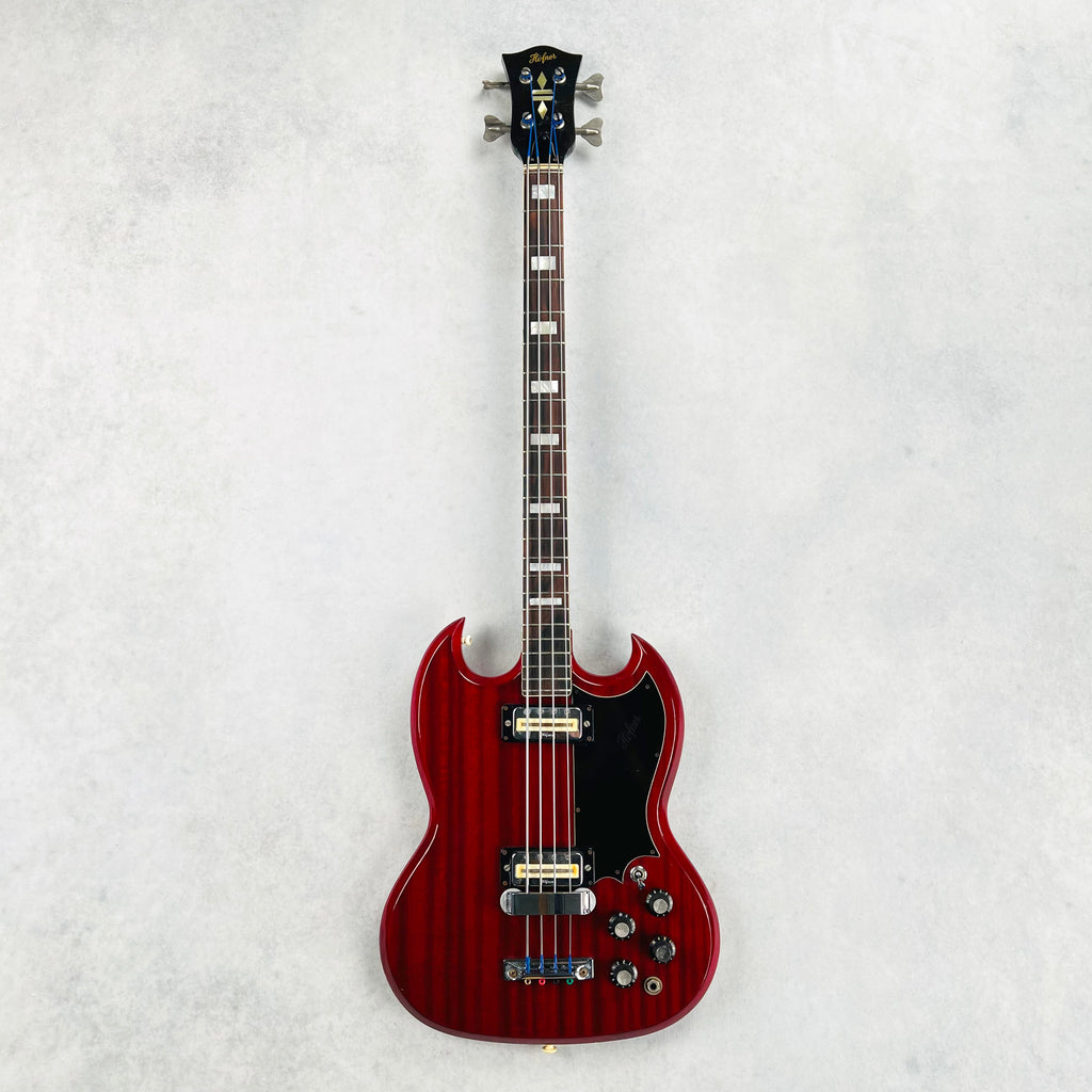 1970s Hofner Model 187 4-String Vintage Electric Bass Guitar - Cherry - 2