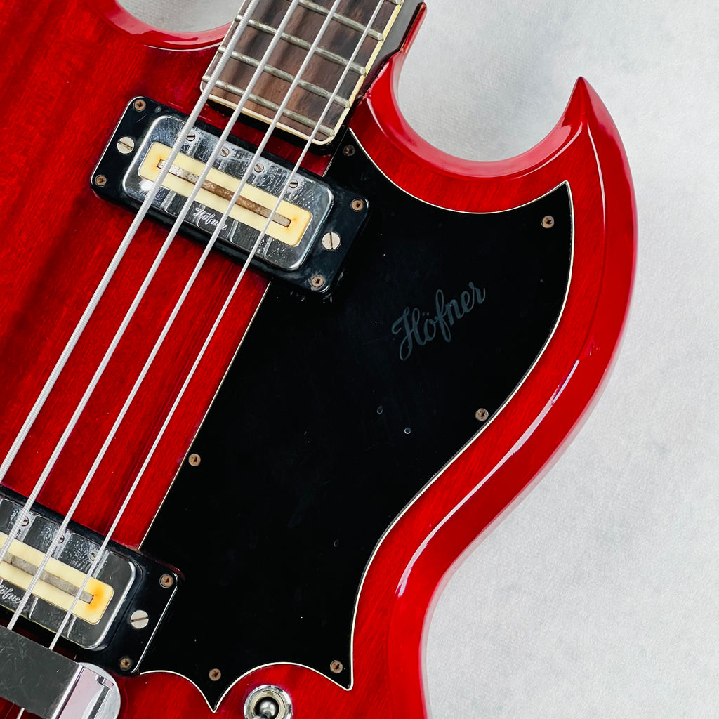 1970s Hofner Model 187 4-String Vintage Electric Bass Guitar - Cherry - 6