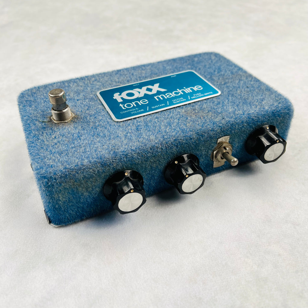 1970s Foxx Tone Machine Octave Fuzz Vintage Guitar Effects Pedal Blue Velvet - 11