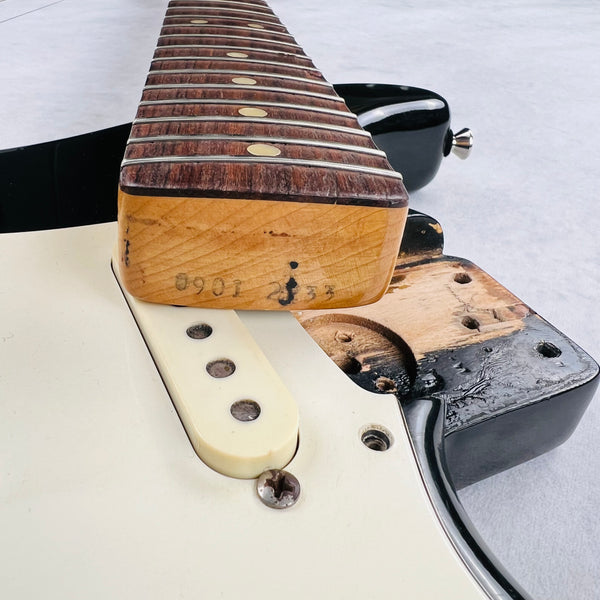 Vintage 1973 Fender Stratocaster Hardtail Electric Guitar Black - 10