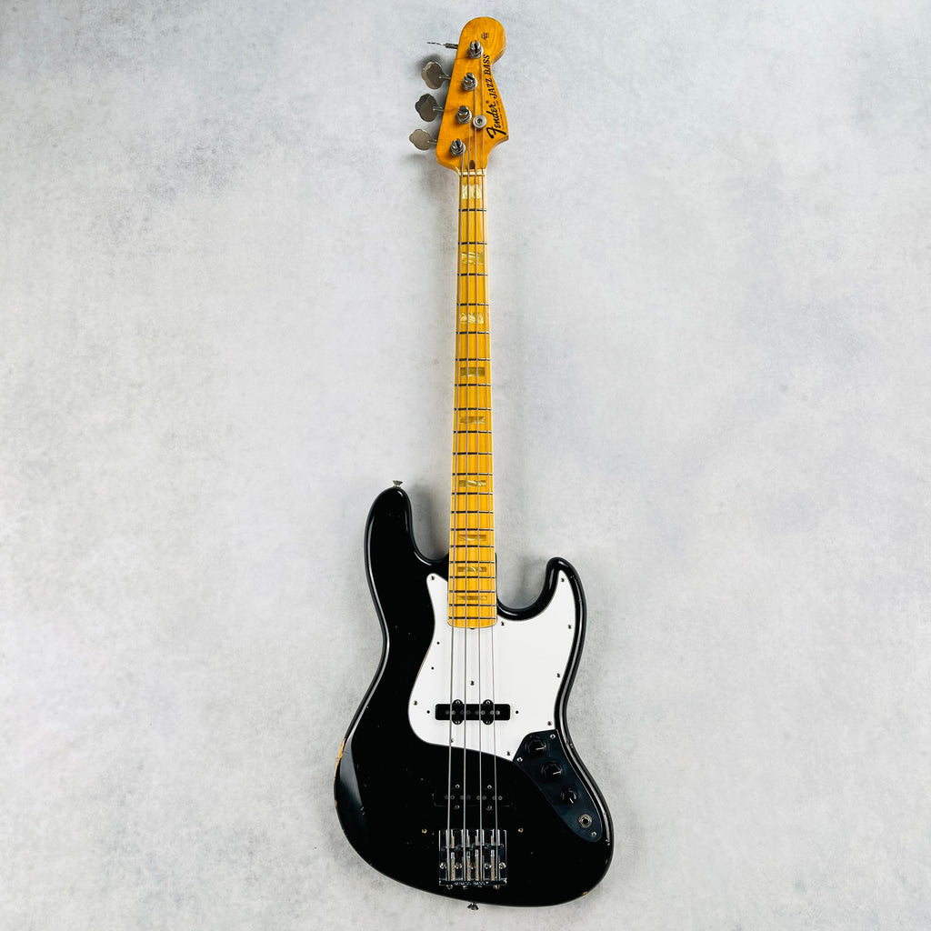 1974 Fender Jazz Bass Black Maple Neck Vintage Bass Guitar - 2