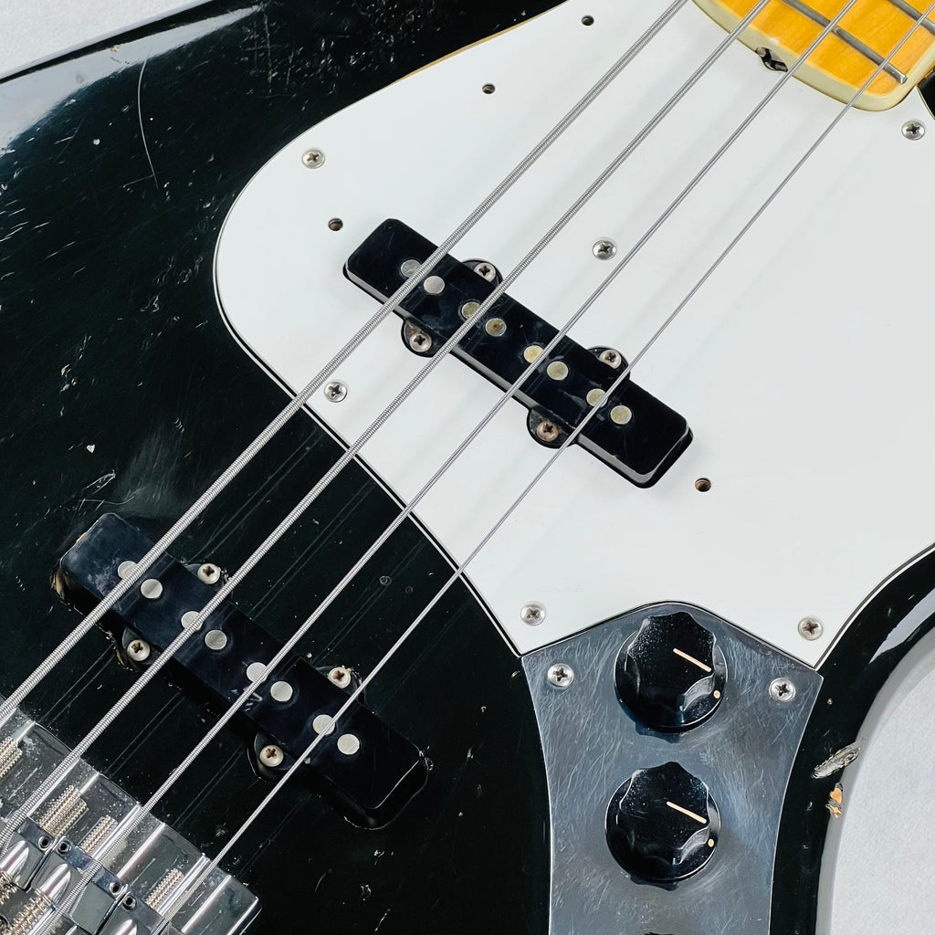 1974 Fender Jazz Bass Black Maple Neck Vintage Bass Guitar - 8