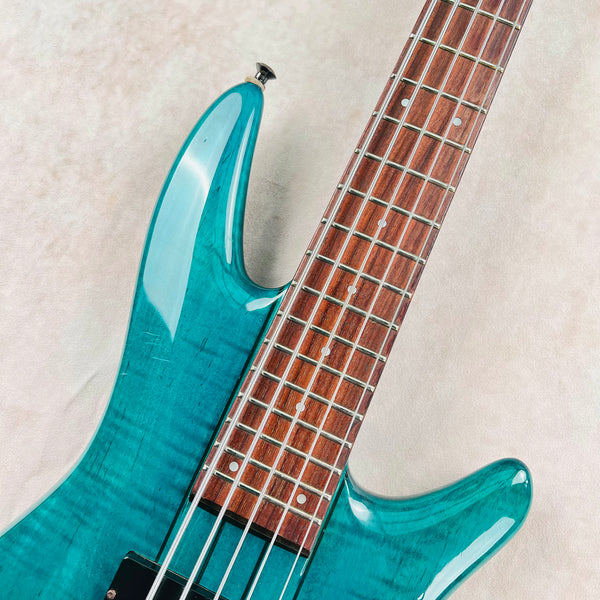 Ibanez SR1205 Soundgear 5-String Electric Bass Guitar Made In Korea 1994 - Transparent Turquoise - 3