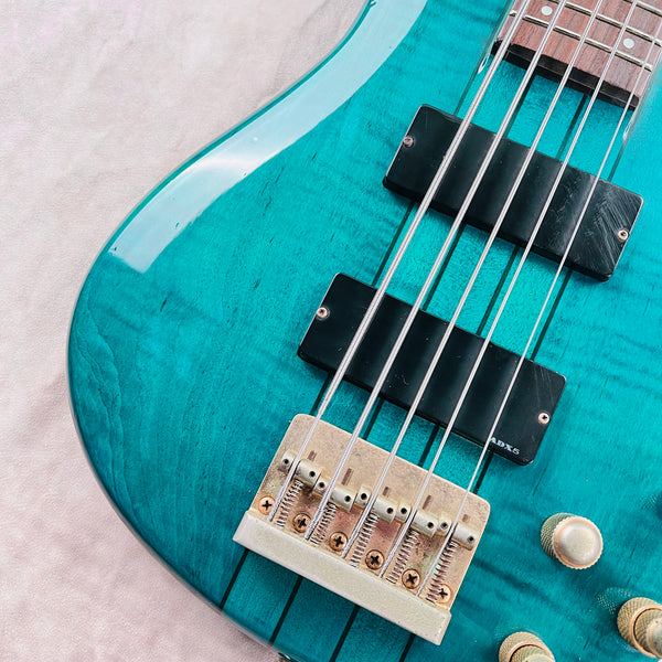 Ibanez SR1205 Soundgear 5-String Electric Bass Guitar Made In Korea 1994 - Transparent Turquoise - 4