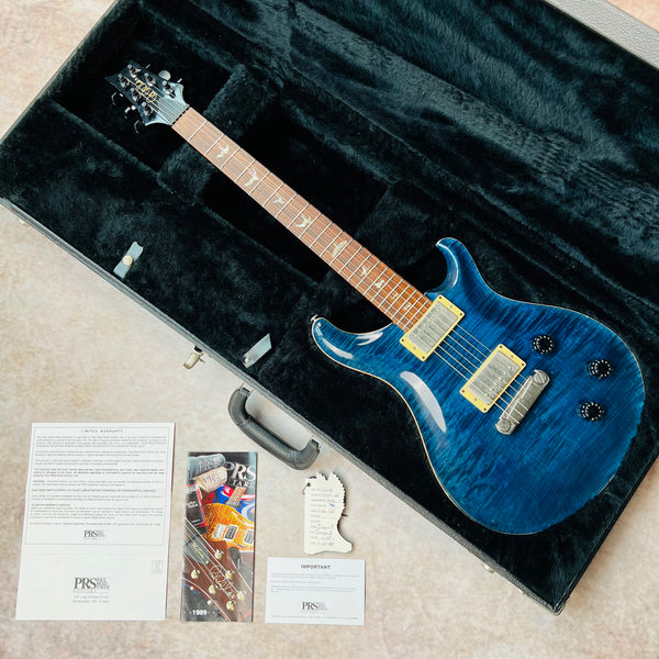 2000 PRS Custom 22 10-Top Electric Guitar Wide Fat Dragon II Wraparound Whale Blue - 23