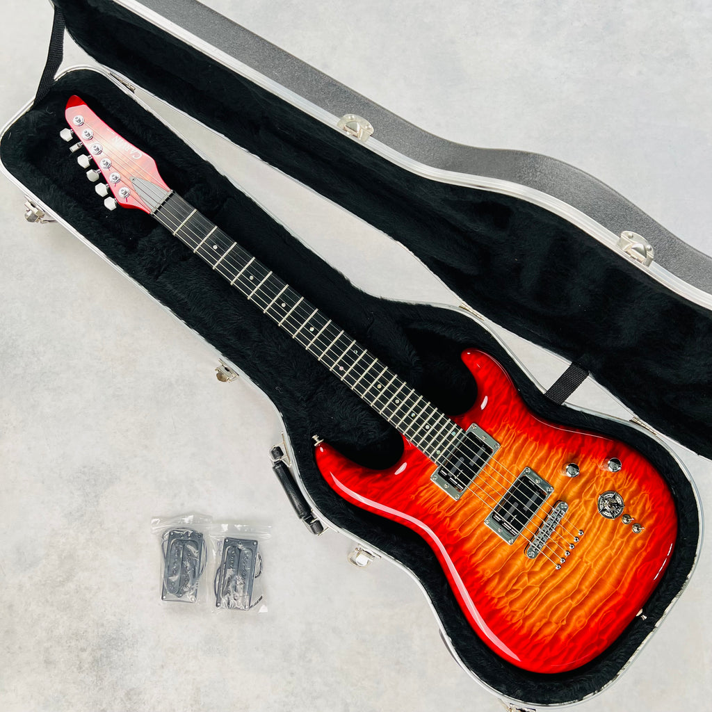 2000s Carvin DC127 Quilt Top Neck Through Body Electric Guitar with Matching Headstock - Cherry Sunburst - 22
