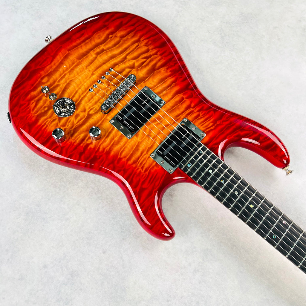 2000s Carvin DC127 Quilt Top Neck Through Body Electric Guitar with Matching Headstock - Cherry Sunburst - 5