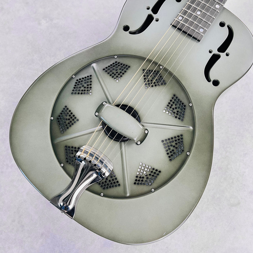 National Reso-Phonic NRP 14-Fret Round Neck Resonator 2011 - Green Silver Burst - 4