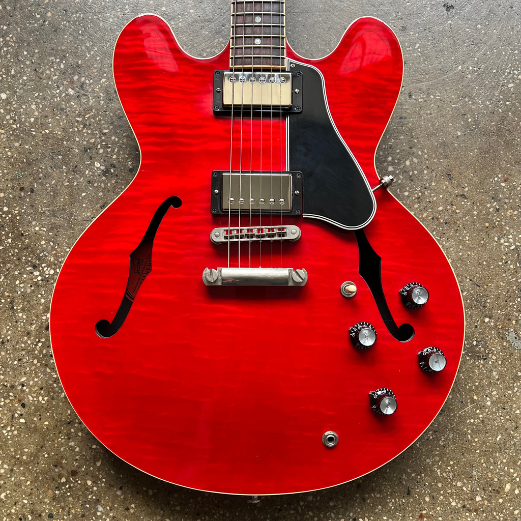 2013 Gibson Memphis ES-335 Dot Figured Semi-Hollow Electric Guitar Cherry - 1