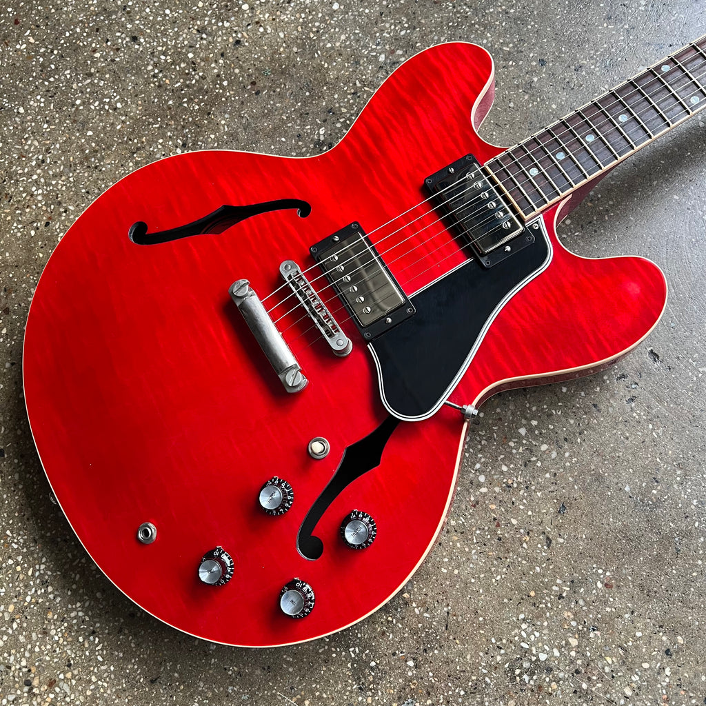 2013 Gibson Memphis ES-335 Dot Figured Semi-Hollow Electric Guitar Cherry - 3