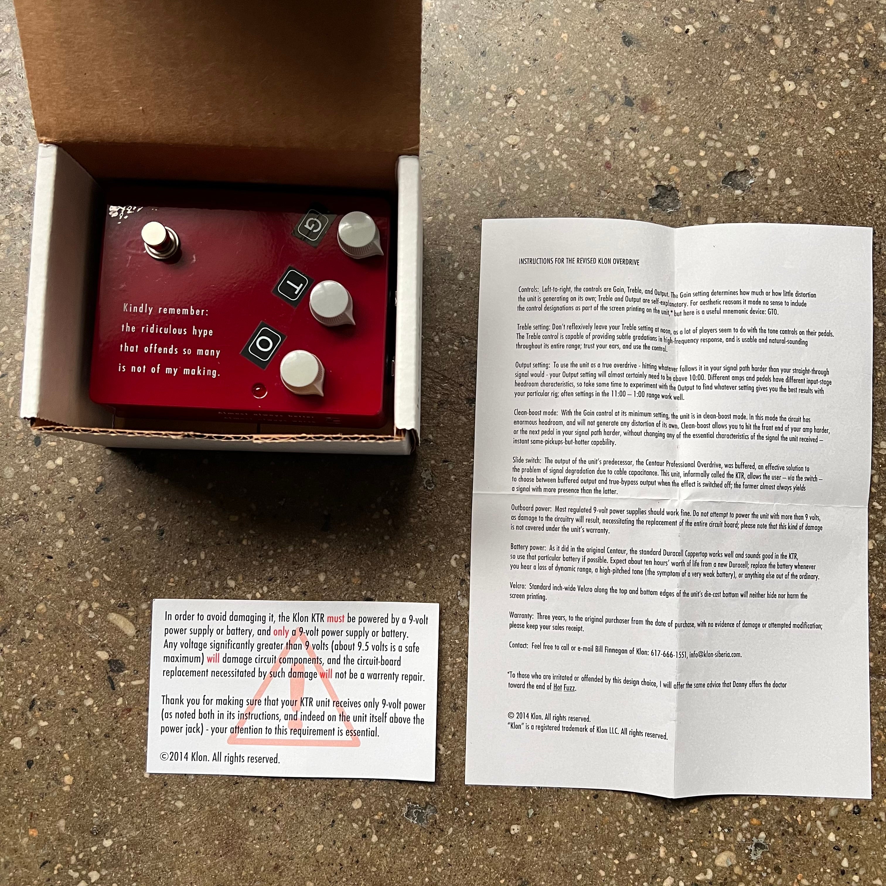 ktr klon pedal Klon KTR Overdrive Pedal 2012 - 2019
