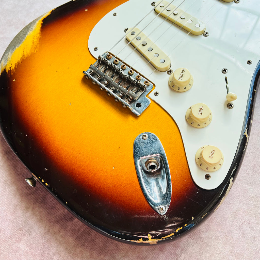 Fender Custom Shop '59 Stratocaster Heavy Relic Ron Ellis Pickups 2020 - Faded Chocolate 3-Tone Sunburst - 5