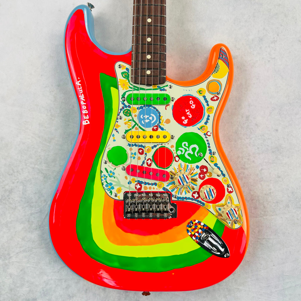 Fender George Harrison Rocky Stratocaster Rosewood Fingerboard 2022 - Hand Painted Rocky Artwork Over Sonic Blue - 1