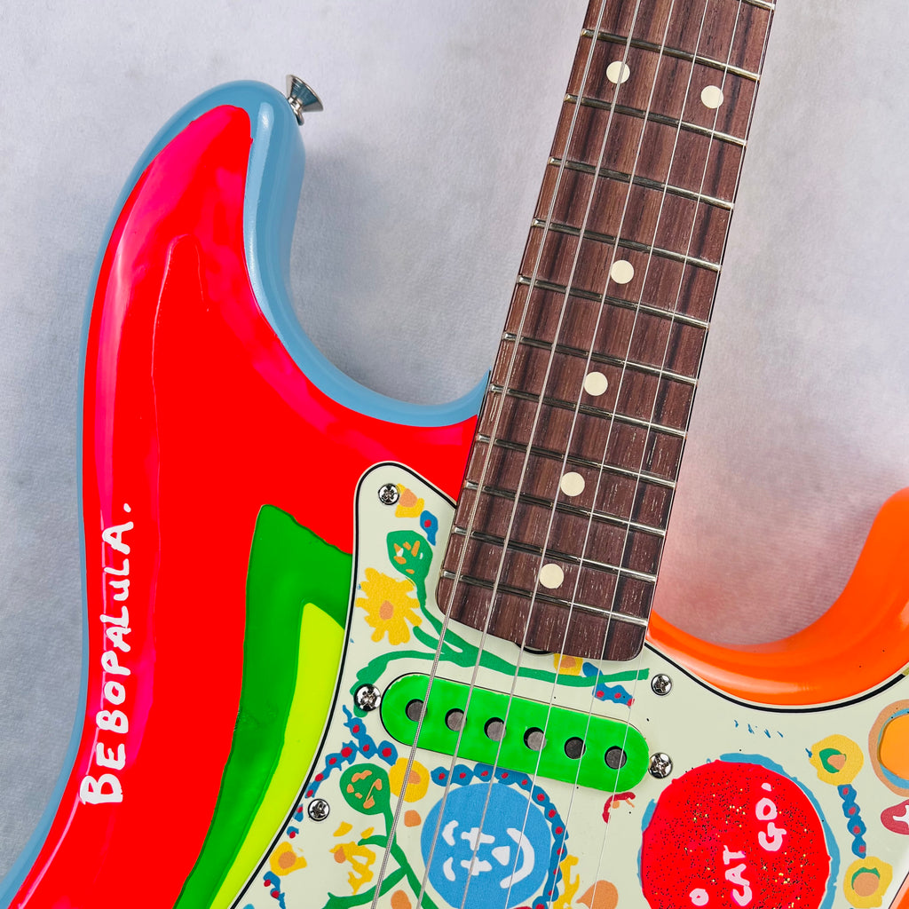 Fender George Harrison Rocky Stratocaster Rosewood Fingerboard 2022 - Hand Painted Rocky Artwork Over Sonic Blue - 3