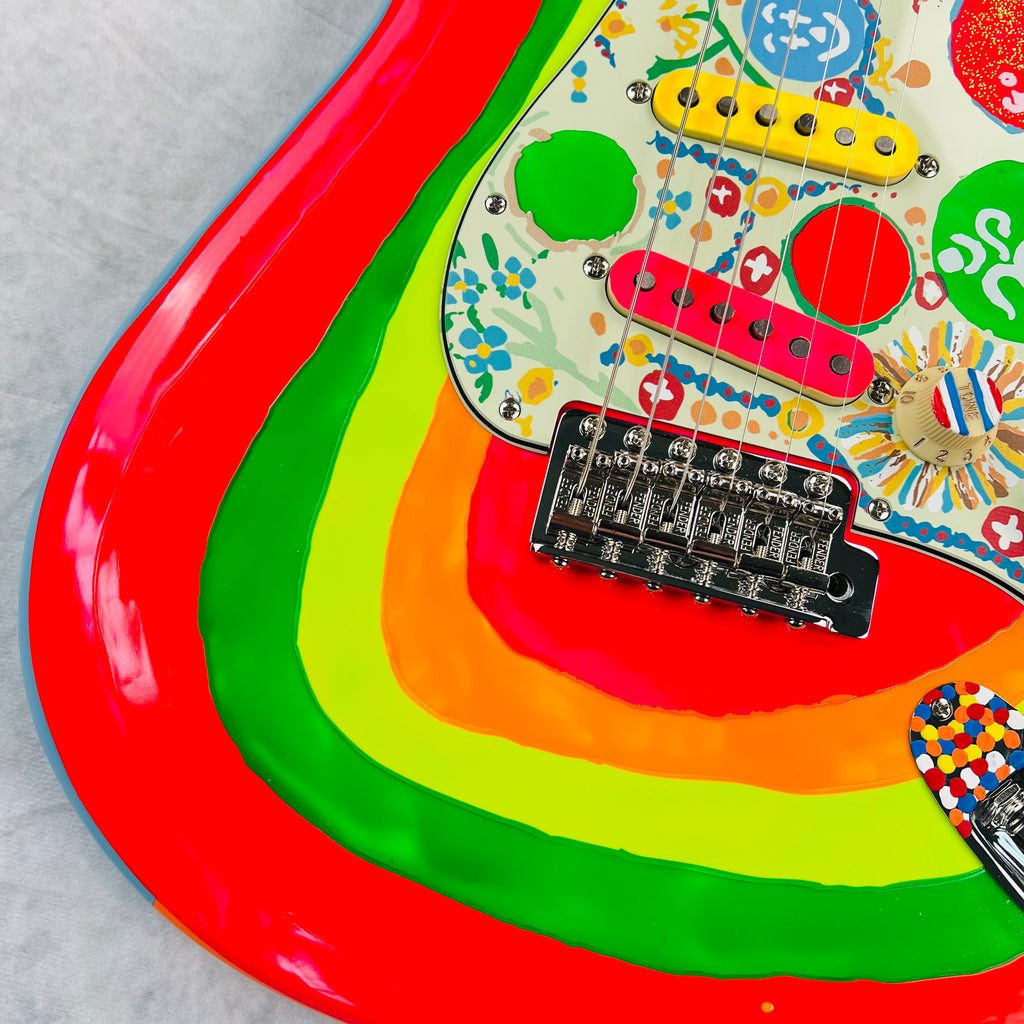 Fender George Harrison Rocky Stratocaster Rosewood Fingerboard 2022 - Hand Painted Rocky Artwork Over Sonic Blue - 4