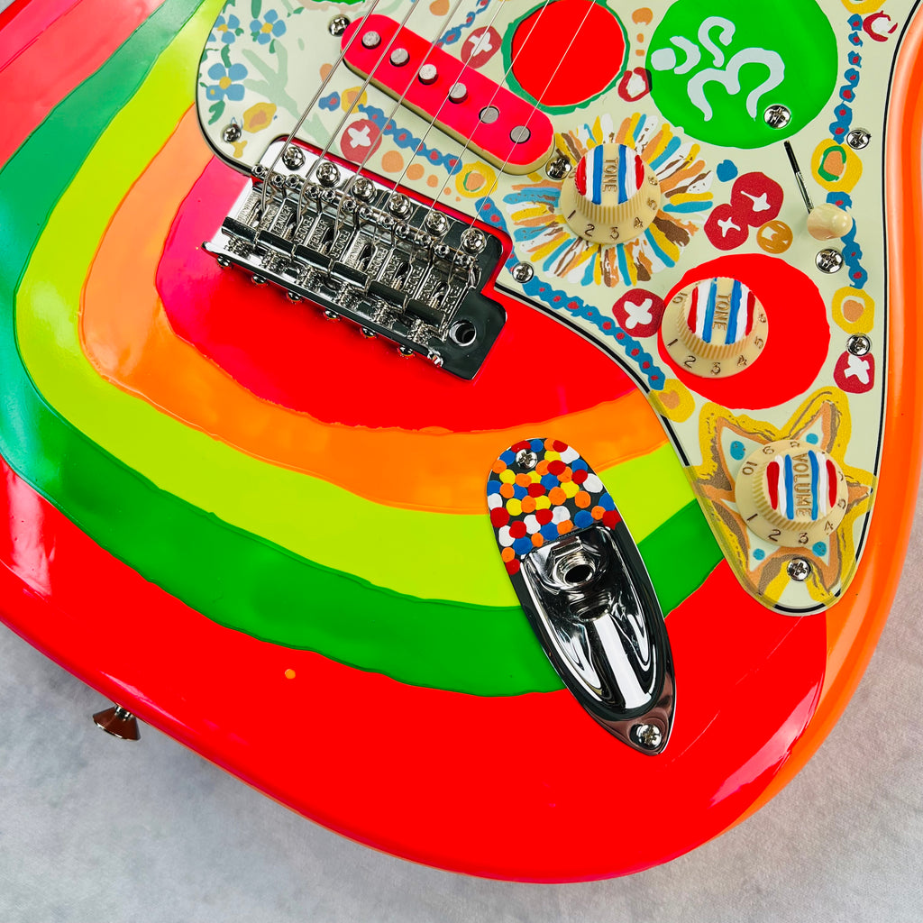 Fender George Harrison Rocky Stratocaster Rosewood Fingerboard 2022 - Hand Painted Rocky Artwork Over Sonic Blue - 5