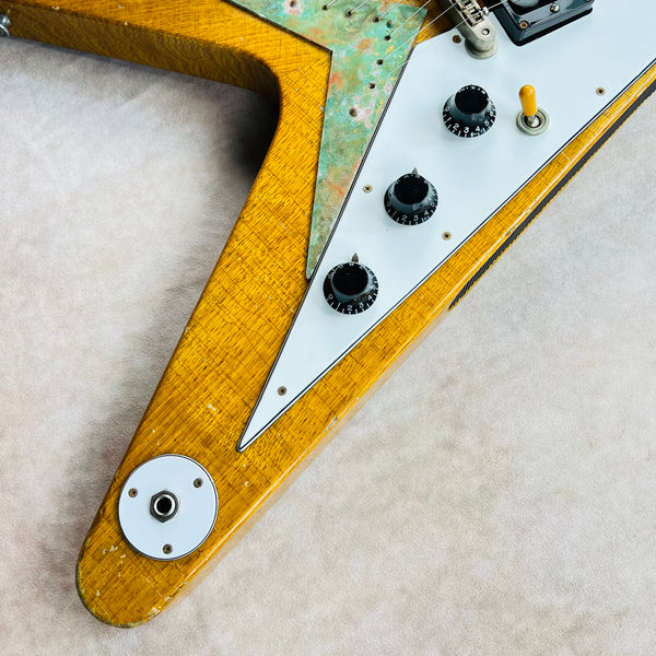 Custom Built Gibson '58 Korina Flying V Replica Heavy Aged 2023 - Antique Natural - 5