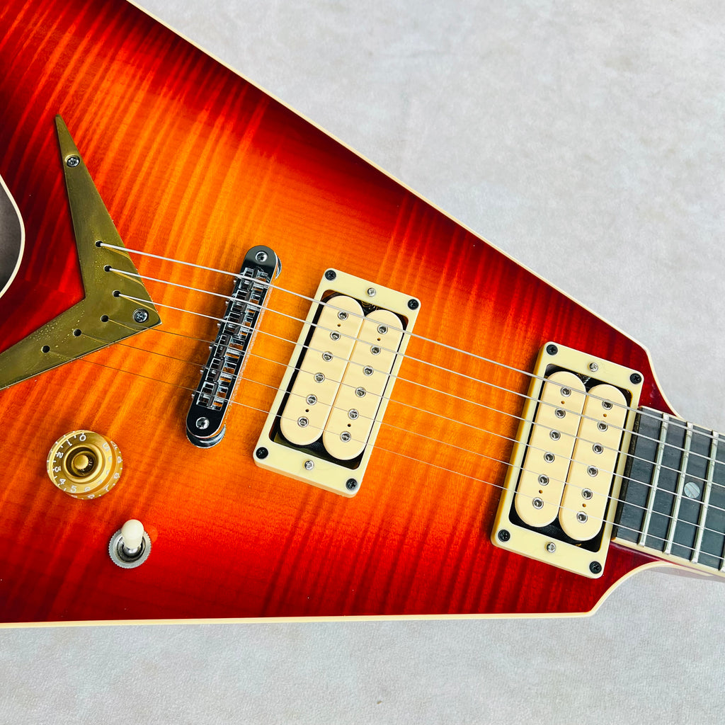 Dean USA Patents Pending V Flame Top 2024 - Trans Cherry Sunburst - 6