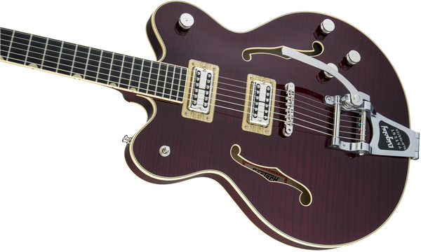Gretsch G6609TFM Players Edition Broadkaster Center Block Double-Cut with String-Thru Bigsby and Flame Maple USA Full'Tron Pickups Dark Cherry Stain