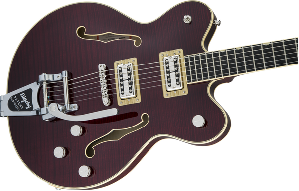 Gretsch G6609TFM Players Edition Broadkaster Center Block Double-Cut with String-Thru Bigsby and Flame Maple USA Full'Tron Pickups Dark Cherry Stain