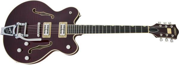 Gretsch G6609TFM Players Edition Broadkaster Center Block Double-Cut with String-Thru Bigsby and Flame Maple USA Full'Tron Pickups Dark Cherry Stain