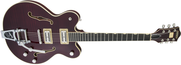 Gretsch G6609TFM Players Edition Broadkaster Center Block Double-Cut with String-Thru Bigsby and Flame Maple USA Full'Tron Pickups Dark Cherry Stain