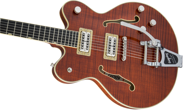 Gretsch G6609TFM Players Edition Broadkaster Center Block Double-Cut with String-Thru Bigsby and Flame Maple USA Full’Tron Pickups Bourbon Stain