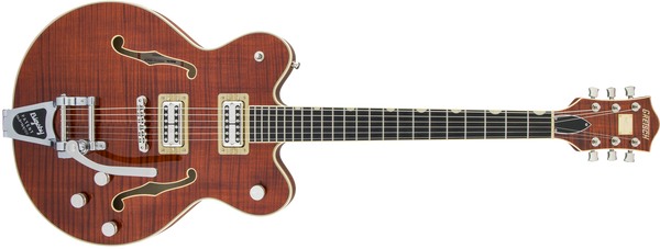 Gretsch G6609TFM Players Edition Broadkaster Center Block Double-Cut with String-Thru Bigsby and Flame Maple USA Full’Tron Pickups Bourbon Stain