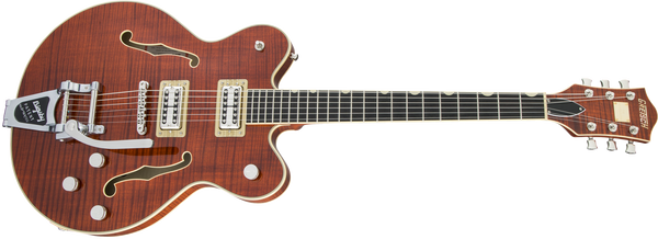 Gretsch G6609TFM Players Edition Broadkaster Center Block Double-Cut with String-Thru Bigsby and Flame Maple USA Full’Tron Pickups Bourbon Stain