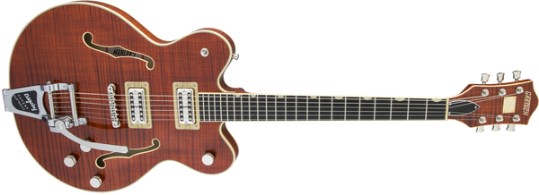 Gretsch G6609TFM Players Edition Broadkaster Center Block Double-Cut with String-Thru Bigsby and Flame Maple USA Full’Tron Pickups Bourbon Stain
