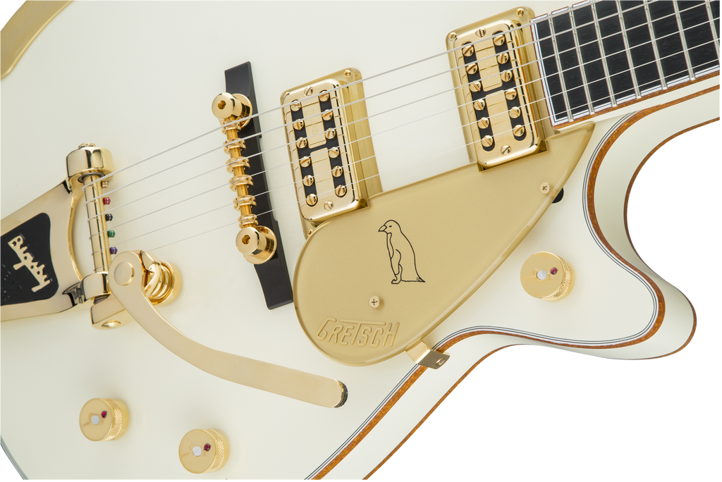 Gretsch G6134T-58 Vintage Select '58 Penguin with Bigsby - Vintage White - Body Close Up