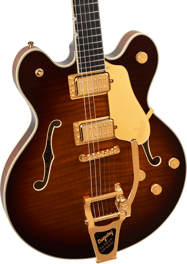 Gretsch Broadkaster LX Figured Center Block with String-Thru Bigsby and Gold Hardware - Havana Burst - 4