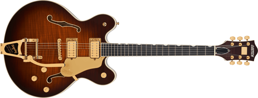 Gretsch Broadkaster LX Figured Center Block with String-Thru Bigsby and Gold Hardware - Havana Burst - 2