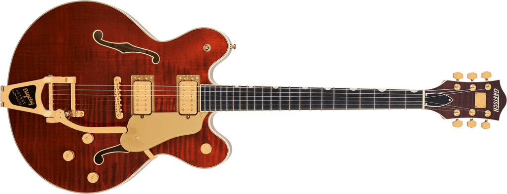 Gretsch Broadkaster LX Figured Center Block with String-Thru Bigsby and Gold Hardware - Bourbon Stain - 2