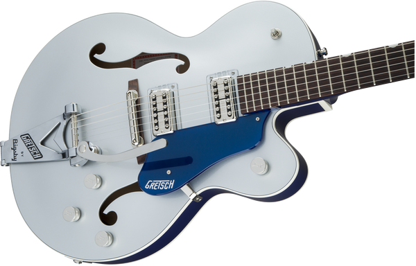 Gretsch G6118T Players Edition Anniversary with String-Thru Bigsby Filter'Tron Pickups 2-Tone Iridium Silver/Azure Metallic