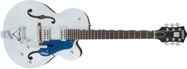 Gretsch G6118T Players Edition Anniversary with String-Thru Bigsby Filter'Tron Pickups 2-Tone Iridium Silver/Azure Metallic