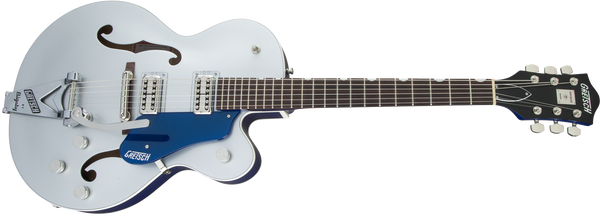 Gretsch G6118T Players Edition Anniversary with String-Thru Bigsby Filter'Tron Pickups 2-Tone Iridium Silver/Azure Metallic