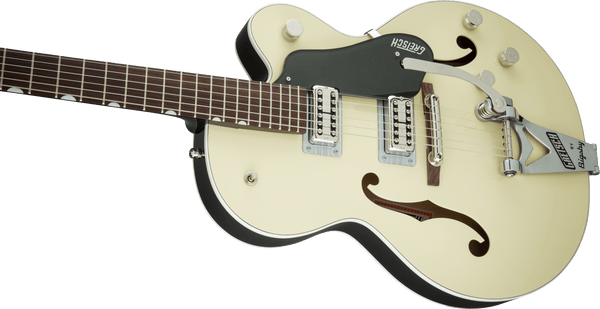 Gretsch G6118T-LIV Players Edition Anniversary with String-Thru Bigsby Filter'Tron Pickups 2-Tone Lotus Ivory and Charcoal Metallic