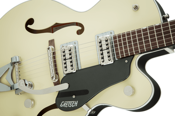 Gretsch G6118T-LIV Players Edition Anniversary with String-Thru Bigsby Filter'Tron Pickups 2-Tone Lotus Ivory and Charcoal Metallic