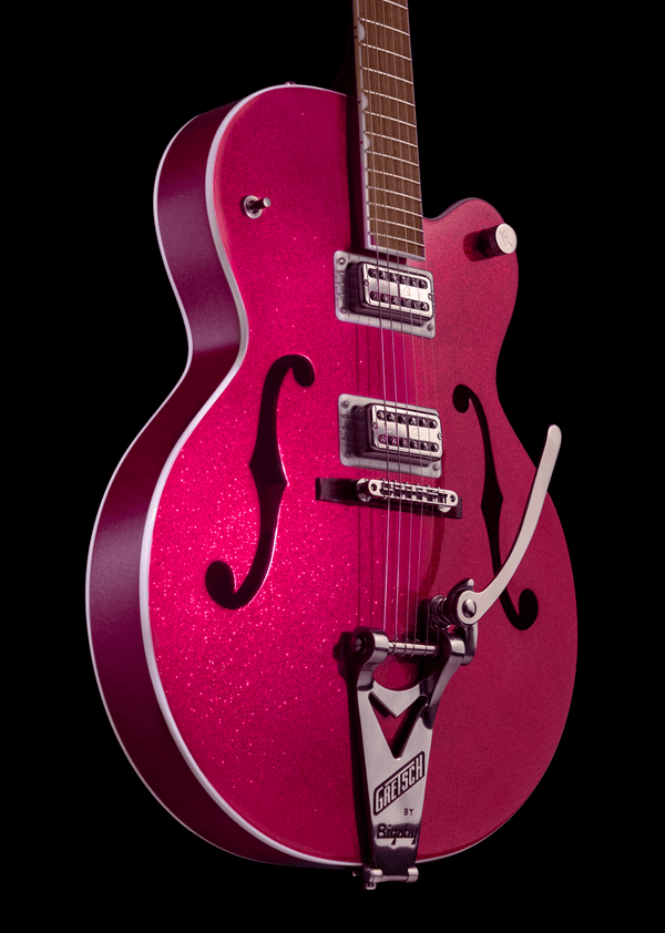 Gretsch G6120T-HR Brian Setzer Signature Hot Rod Hollow Body with Bigsby Rosewood Fingerboard Magenta Sparkle
